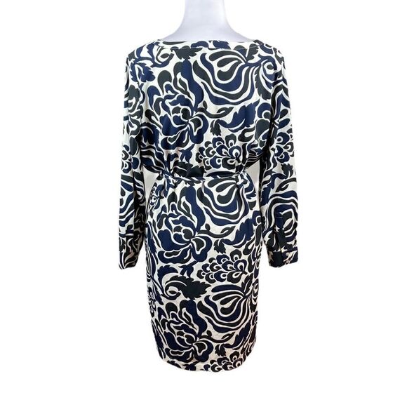 Loft Black, Navy, And White Dress With Tie Waist, Size M - Picture 2 of 7